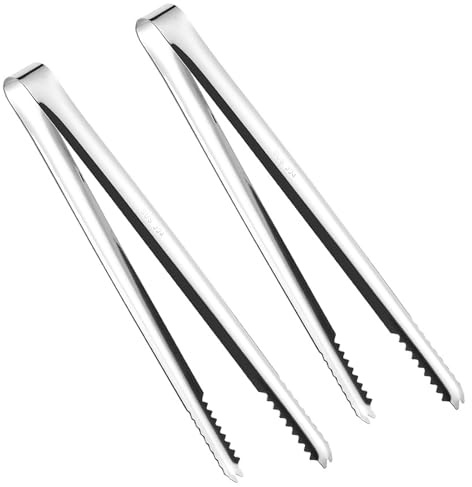 Kitchen and Food Tongs 2-Pack, Stainless Steel Mini Tongs, 5.98-Inch Small Serving Tools for Egg Chalaza and Shell Removal, Sugar, Salad, Baking, Garnishing, Ideal for Chefs and Home Kitchens