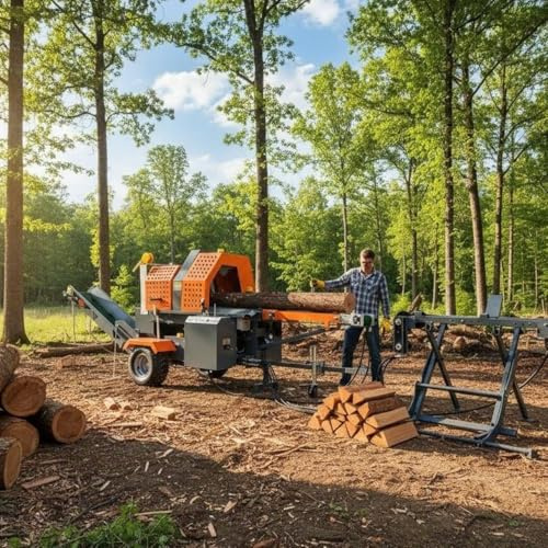 Tracteur de bois de chauffage 20–30 tonnes hydraulique fendeur de bûches avec cycle automatique cadre en acier robuste, idéal pour la production de bois de chauffage agricole, transformation mobile du