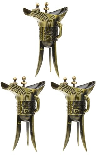 BIUDECO 3 Pezzi Bicchieri da Liquore Cinesi in Metallo Stile Antico, Tazze per Bevande Alcoliche e Tè, Coppe da Vino Emperor per Uso Quotidiano e Regalo Decorativo