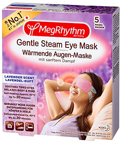 MegRhythm Self Heated Gentle Steam Eye Mask, Lavender, for Relaxation and Eye Strain, Pack of 5