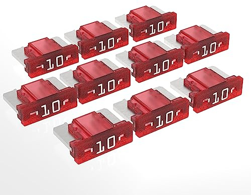 AUPROTEC Mini LP bilplatta pluggsäkringar, 10 A ampere röd, 10 stycken | 12 V/58 V fordonselektrik, ISO 8820-10