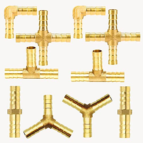 GZhaizhuan 10 connettori per tubi in ottone, 8 mm, T/Y/1/7, a forma di croce, per tubo del carburante