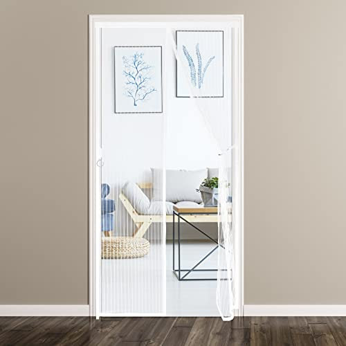 XXCC Fliegengitter Magnet 120X210cm Fliegengitter tür fliegennetz Vorhang fliegenschutz balkontür Balkon Magnet fliegengitter Haustür, Weiß
