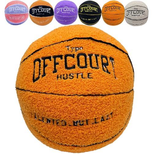 UGIF 3D Offcourt Basketball Kissen, 25cm Plüsch Basketball Kissen, Dekoratives Rundes Kissen 3D Ball Förmige Wurfkissen, Schöne Basketball Plüsch Spielzeug, für Jungen Mädchen