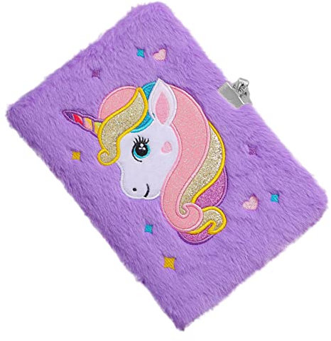Gogogmee Plüsch Cover Notizbuch Einhorn Notizbuch Mit Schloss Für Mädchen Dekoratives Für Mädchen Für Kreative Gedanken Und