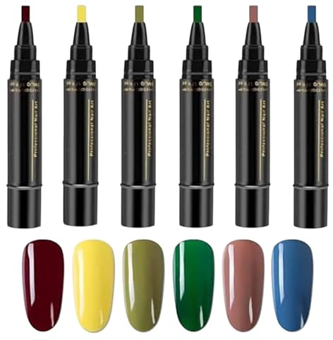 Bolígrafos de esmalte de uñas para mujeres,Juegos de esmaltes de uñas para mujeres,Rotuladores artísticos para esmalte de uñas de secado rápido, 6 colores | Ningunos accesorios ULTRAVIOLETA de la pint