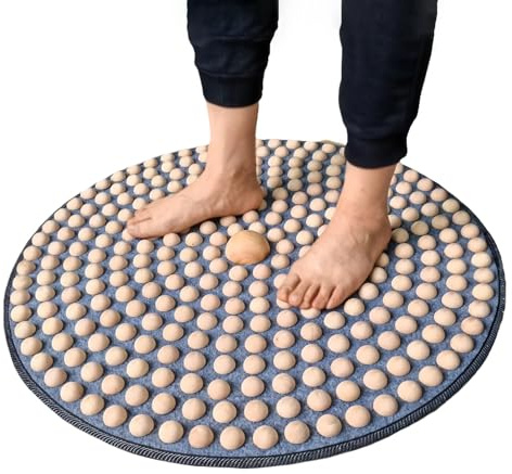 FBXBGH Foot Massage Mat,Wood Foot Acupressure Mat,Foldable Storage,Reflexology & Relaxation Tool for Tired Feet,Relaxation Gifts for Parents or Friends(19.7x19.7in)