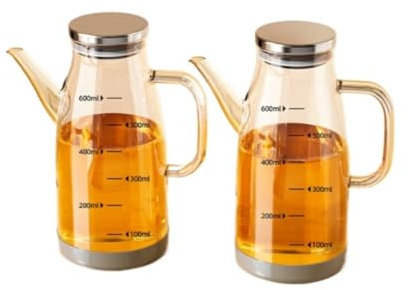 AMULONG Aceitero Aceitera y Vinagrera Juego De 2 Recipientes De Vidrio For Aceite, Vinagre Y Salsa De Soja For Cocina Y Hogar Aceiteras para Cocina