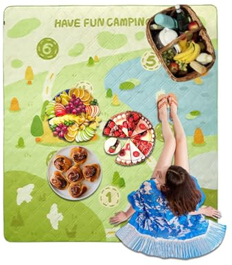 Coperta per picnic, pieghevole, lavabile in lavatrice, coperta da spiaggia a tema gioco, per campeggio, festival musicali, spiaggia, soggiorno, prato, cortile