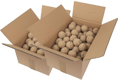 Famiflora Meisenzwiebeln ohne Netz - 200 Fettkugeln à 90 Gramm - Nahrhafter Genuss für Gartenvögel - Ohne ordentlich: sicherer für Vögel und besser für die Umwelt, da kein Plastik zurückbleibt