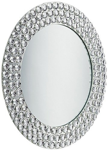ChargeIt! By Jay 1330039 Framed Charger Large Decorative Mirror Glass Service Plate for Home & Professional Fine Dining Events, Dinner Parties, Catering & Weddings, Round, 13