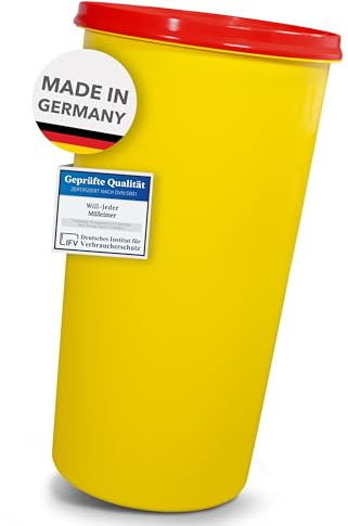 Will-Jeder Mülleimer 60l mit geruchsdichtem Deckel (Rot), Gelber Sack Ständer, Made in Germany, Müllsackständer ermöglicht rissfreie Säcke