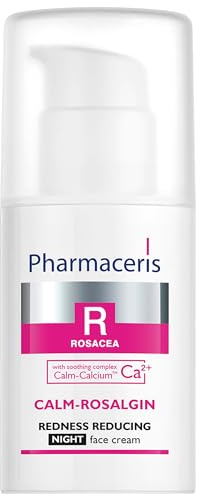 Pharmaceris R Rosacea Creme 30 ml mit beruhigendem Calm-Calcium Ca2+ Komplex | Lindert Rötungen und sichtbare Blutgefäße | CALM-ROSALGIN Rötung reduzierende Nachtcreme