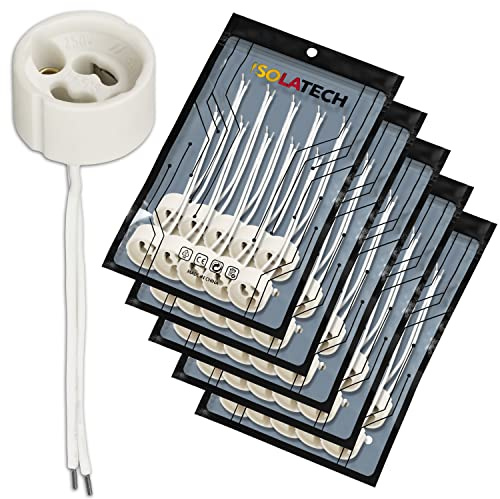ISOLATECH 50x GU10 Standard Keramikfassung max.250V/2A | Für LED- und Energiesparlampen, Hitzebeständig, Geeignet für Küche, Badezimmer, Einbau- und Deckenleuchten