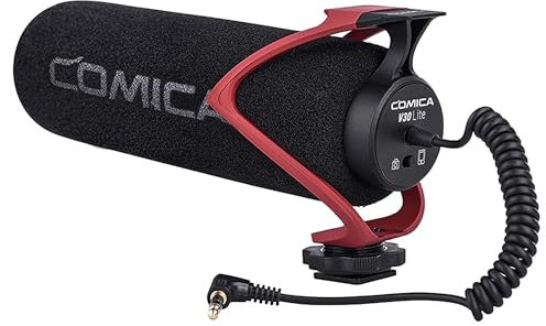 COMICA CVM-V30 LITE Super-Kardioid Kamera Mikrofon, 3.5mm Richtmikrofon für Camera, DSLR-Kameras, Camcorder, Handy, Smartphones für Vlog, Video, Interview (Rot)
