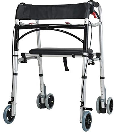 Lattice Gehgestell Aluminiumwanderer-Rahmen, Tragbares Faltendes Justierbares HöHen-Design Mit Handbremse/SitzmobilitäTshilfe FüR Erwachsene Behinderte äLtere Personen