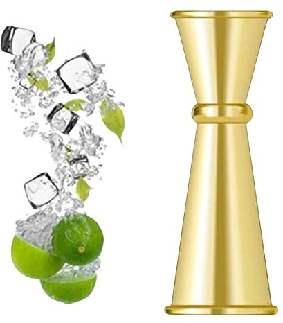 Jigger 25/50 ml - Premium 18/8 acero inoxidable doble barra medida - acabado pulido 25/50ML dorado