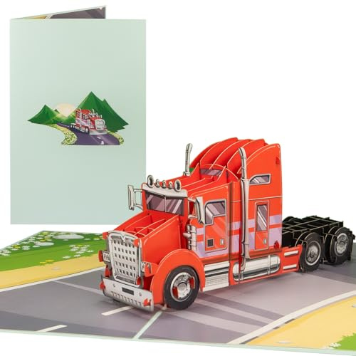Sweetpopup® 3D Pop-Up Karte LKW – Eindrucksvolle Glückwunschkarte für Geburtstag & Jubiläum – Perfekt als Gutschein & Geldgeschenk für Truck Fans – Lastwagen 202