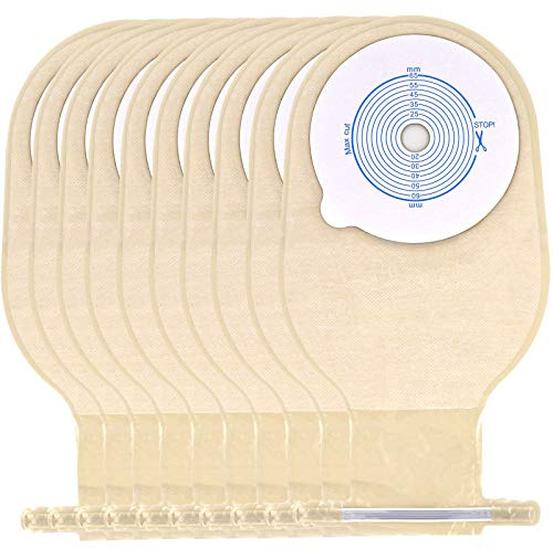 One Piece Ostomy Bag, Drainable Pouches Colostomy Ostomy Care Bag Incontinence Bags for Ileostomy Care Supplies, Cut to Fit 20-65MM(Pack of 10)