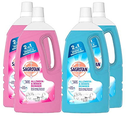 Sagrotan Allzweck-Reiniger Mixpack mit 4 Artikeln für die Oberfächenreinigung - Frischetraum & Blütenfrische - 4 x 1,5l