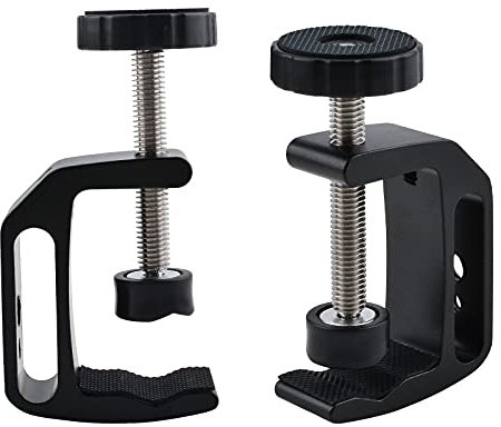 INCREWAY Universelle C-Klemme, 2 Stück, Aluminiumlegierung, universelle C-Tischklemme mit 1/4 und 3/8 Gewindeloch für Schreibtischkamera