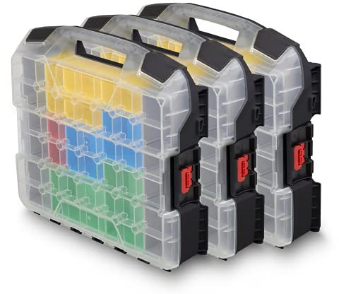L-BOXX Sortimo W-BOXX 102 schwarz inkl. Insetboxes 3er Set | Sortimentskasten L-Case | Schraubenbox Aufbewahrung mit Deckel | Kleinteilemagazin Alternative