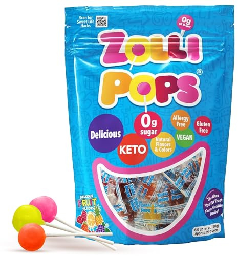 Zollipops Clean Teeth - Paletas de varios sabores, 6 onzas, anticaries y sin azúcar, para una sonrisa saludable, ideal para niños, diabéticos, veganos y dieta cetogénica