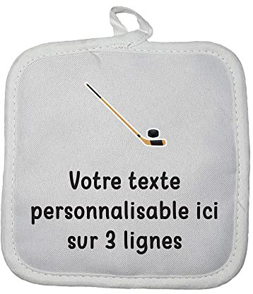 Manique Gant de Cuisine Pictogramme Hockey avec Texte Personnalisable