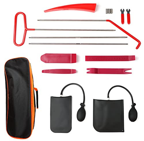 Juanya Kit Outils de Démontage 14 Pièces Outils de Retrait de Garnitures avec Pompe à Air pour Ouverture de Portière Kit Réparation de Voiture