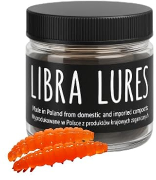 Libra Lures Larva 45mm | Forellenköder Supersoft | Inhalt: 8 Stück | Aroma: Krill | Farbe: 011 / Hot Orange