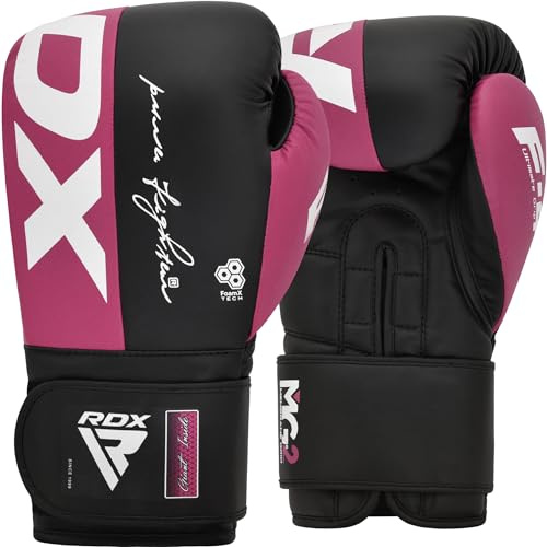 RDX Gants de Boxe pour D'entraînement et Muay Thaï, Gants en Maya Hide Cuir pour Sparring, Kickboxing, Sacs de Frappe, Compétition Combat Mitaines, Hommes Femmes Gym Entraînements 8 10 12 14 16 OZ