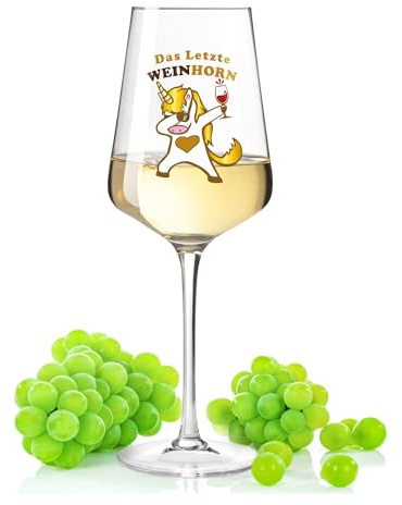 Leonardo Weinglas mit UV-Druck - Weinhorn Gold - Lustiges Geschenk zum Geburtstag & für echte Weingenießer - Weinglas mit Einhorn als Geburtstagsgeschenk für Mama Freundin - Farbe Puccini UV