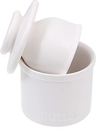 Cabilock Pot De Conservation Du Beurre En Céramique Blanche Couvercle Étanche, Taille Compacte, Pour Stockage Alimentaire Cuisine, Rangement De Fromage Et Beurre, Pot Pratique Et Facile à Nettoyer