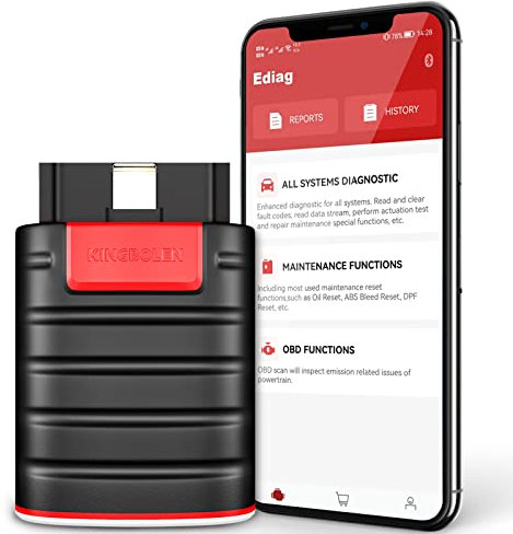 KINGBOLEN EDIAG OBD2 diagnosegerät,Vollsysteme obd2 Bluetooth Adapter für iPhone & Android, Obd2 Codeleser mit bidirektionale,ECU Codierung, Auto VIN Wireless 15 Reset Funktionen mit EPB/TPMS/SRS/SAS