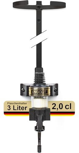 ENGOLIT 3-Liter-Flaschenhalter, Schwarz (inkl. 2,0 cl Finger-Push-Dosierer) für Lange/große Flaschen ab 40 cm | Made in Germany