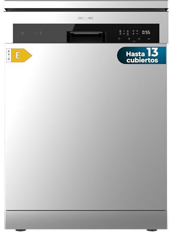 Cecotec Lavavajillas Independiente de 60 cm Bolero Aguazero 6100 Inox E. 13 Cubiertos, 6 Programas, Bajo Consumo, Función Dry+, Media Carga, Delay Start