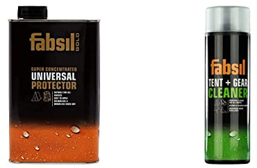 Grangers Waterproof Fabsil GOLD Silicone Concentrate, Black, 1 lt UK & Fabsil Unisex Fabsil Tent and Gear Cleaner 500ml, Black, 500 ml UK