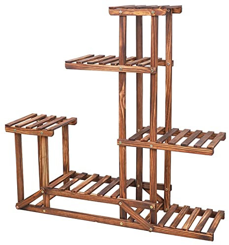 LUCBEI Blumenständer 6 Tiered Holz Pflanze Blumenständer Regal Pflanzer Töpfe Regale Rack Halter Display for mehrere Pflanzen Indoor Garden Patio Pflanzenständer