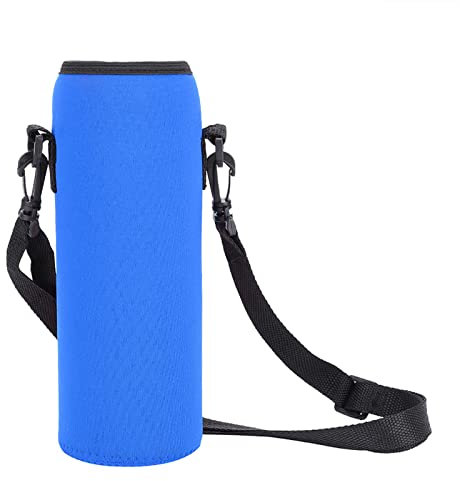 MOUMOUTEN Bolsa portabotellas de agua, 750ML Funda de botella de neopreno con correa ajustable para botellas de agua de acero inoxidable, vidrio y plástico(azul)