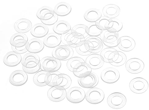 QUARKZMAN M6 Plástico Redondo Plana Arandela Junta x 50uds Nylon Arandela Redondo Plana Arandela Junta Sello Anillo para Vidrio Puerta Manija, Transparente