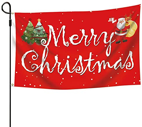 Drapeau de Noël d'extérieur – Drapeau de Noël joyeux Noël – Bannière d'hiver résistante à l'usure pour balcon, cour, terrasse, jardin – 0,9 x 1,5 m – Rouge et blanc Pw tools