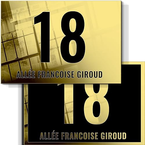 Numero civico | Numero civico alluminio | ORO 160 x 110 | Materiali durevoli e inossidabili | Made in France