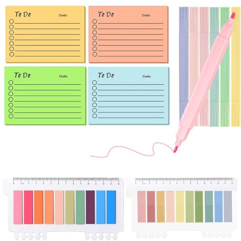 600 Transparente Haftnotizen, 6 Textmarker Transparent Sticky Notes mit Marker StifteSet für Transparent Bibel Marker Notizzettel Book School Supplies Bürobedarf