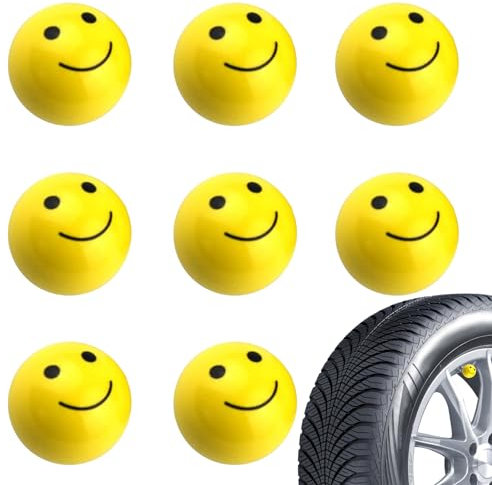 8Pcs Valve Caps Dust Caps For Car Tyres Yellow Smiley Tyre Wheel Alloy Valve Caps Dust Caps Universal for Cars SUVs Bicycles Motorcycles Trucks Rubber Airtight Seal Plastic