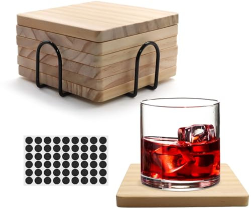 VIBRATITE Unvollendete Holzuntersetzer 6er Set, 4 Zoll Quadratisch Blank Holzuntersetzer Handwerk Untersetzer für DIY Architekturmodelle Zeichnung Malerei Holzgravur Holzbrennen Laser Scroll Sawing