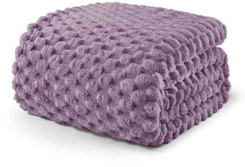 Exclusivo Mezcla Kuscheldecke Flauschig 150 x 200 cm Fleecedecke Grau-Lila | Decke, Sofadecke, Tagesdecke, Wohndecke, Jacquard-Überwurfdecke, für Bett und Sofa, Leicht, Weich, Warm, Maschinenwaschbar