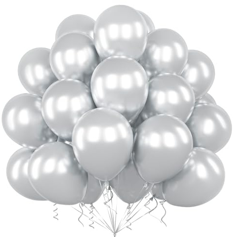 Teselife Ballons Métal Argent, 50Pièces 12Pouces Argent Ballon Arche Guirlande Hommes Femmes Anniversaire Mariage Proposition Valentin Douche Nuptiale Diplôme Retraite Retraite Fiançailles Déco