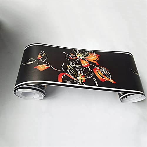 Tapetenbordüre-Aufkleber, Tapetenbordüre, selbstklebend, 3D-Fußleiste, Taille, Blumen-Wandaufkleber, Wandbild, PVC, selbstklebend, for Kinder, Schlafzimmer, Badezimmer, Küche (Farbe: WB60-11) (Farbe: