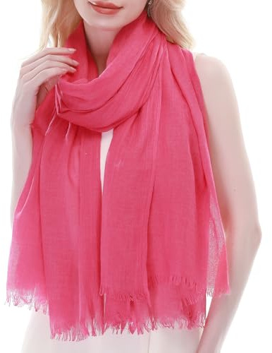 RIIQIICHY Bufanda Mujer Rosa Pañuelos Cuello Fular Foulard con Flecos Chal Fiesta Estolas para Bodas Pashmina