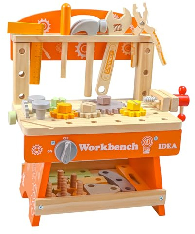 Kids Tool Bench,Wooden Toddler Tool Bench with 39 Accessories,6 Tools,Multi-Function Learning Educational Kids Workbench, Tool Bench Gift for Boys, Girls Age 2 3 4 5